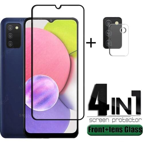 4-in-1 For Samsung Galaxy A03S Glass For Samsung A03S Tempered Glass HD Screen Protector For Samsung A51 A72 A52 A03S Lens Glass