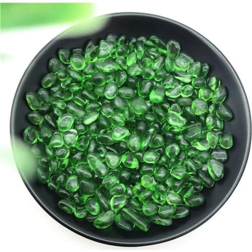 50g 7-9mm Green Glass Gravel Glaze Stone Rock Polished Aquarium Specimen Decor Natural Stones and Minerals
