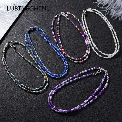 50pcs/lot Bohemian Women Seed Bead Eyeglass Eyewears Sunglasses Reading Glasses Chain Necklace Chokers Strap Rope for Mask Gift