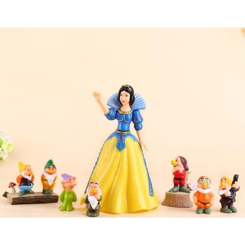8pcs/lot White and the Seven Dwarfs Action Figure Toys Cake Oraments Kids Gift Toys