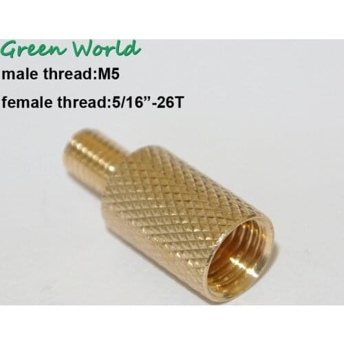 Green World 1pc/lot Solid Brass Adapter,Male Thread M5/8-32/10-32T,Female Thread 5/16"-26T
