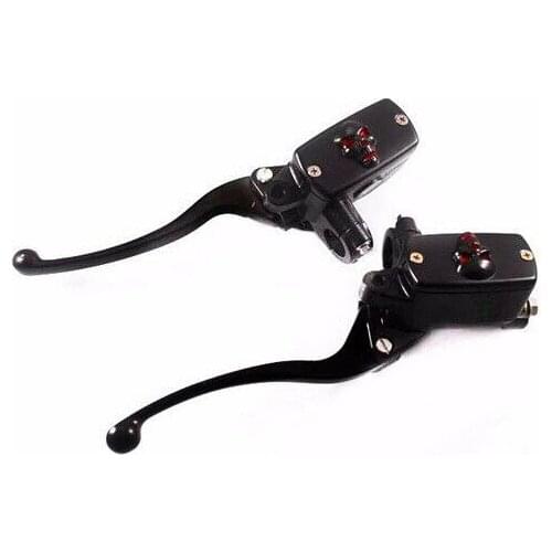 Black 7/8" Skull Handlebar Reservoir Brake Clutch Lever Cruiser Chopper Vintage