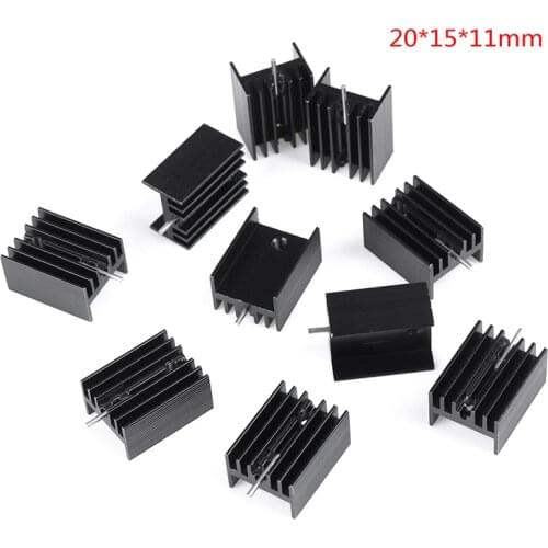 10Pcs 20x15x11mm Black Aluminum Heat Sink for TO-220 Triode