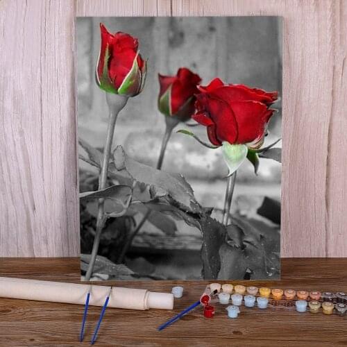 Flower Rose DIY Paint By Numbers Kit Acrylic Paints 40*50 Paiting By Numbers Decorative Paintings For Kids Wall Handicraft