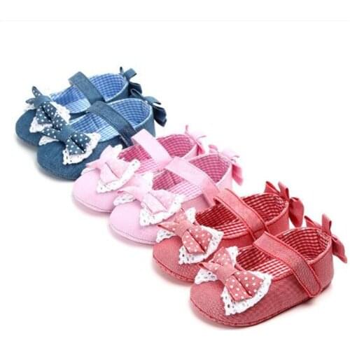 Lovely Bowknot Baby Shoes Soft Sole Infants Cotton First Walkers Newborn Girls Crib Shoes