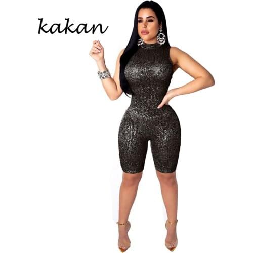 Kakan 2019 summer new womens sequins one-piece tights sexy slim night tights jumpsuit
