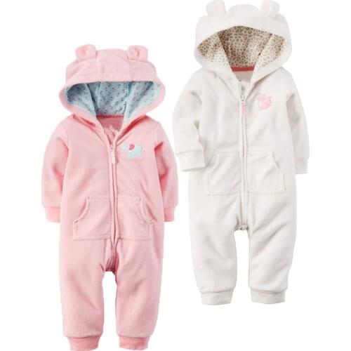 Autumn & Winter Newborn Infant Baby Clothes Fleece Jumpsuit Boys Romper Hooded Jumpsuit Bear Onesie Baby Bebe Menino Macacao