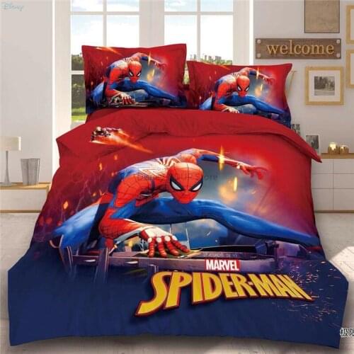 Popular Marvel Spider Man Kids Boys Bedding Sets Bed Cover Bed Sheet Pillowcase The Avengers Captain America Cartoon Bed Sets