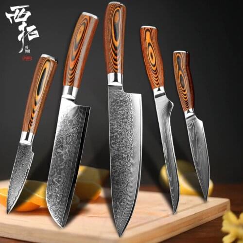 XITUO Damascus Steel Kitchen Chef Knife VG10 Tick Deboning Fruit Japanese Slicer Sharp Color Wooden Handle Gift Kitchen Tools