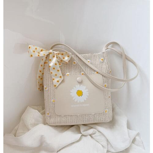 Summer Women Bag 2021 New Korean Style Fashionable Woven Crossbody Ins Picnic Straw Bag