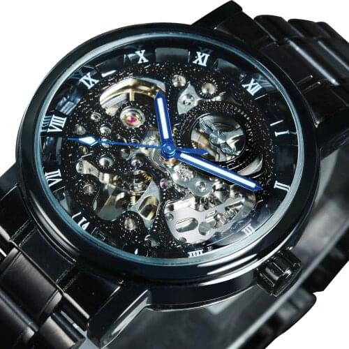 WINNER Mechanical Watch Men Automatic Military Watches Mens 2020 Luxury Brand Steel Strap Skeleton Unisex Clock часы мужские