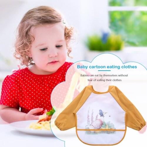 Cute Cartoon Baby Bibs Convenient Practical User-friendly Design Waterproof Full Sleeve Paint Coverall Feeding Burp Apron