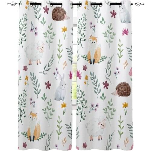 Cartoon Hedgehog Fox Rabbit Spring Bedroom kitchen Living room decoration items window curtains for living room
