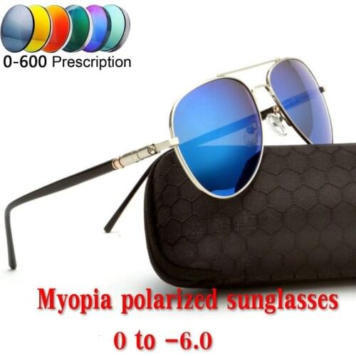 2019 Custom Made Myopia Minus Prescription Polarized Lens Designer Optics Polarized Sunglasses Men Driving mirror Sun Glasses NX