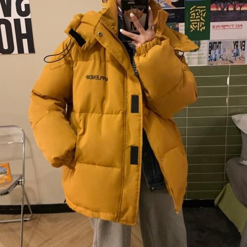 Men Winter Graphic Printed Parkas Unisex Hooded Warm Coats Mens Loose Casual Streetwear Korean Fashion Jacket