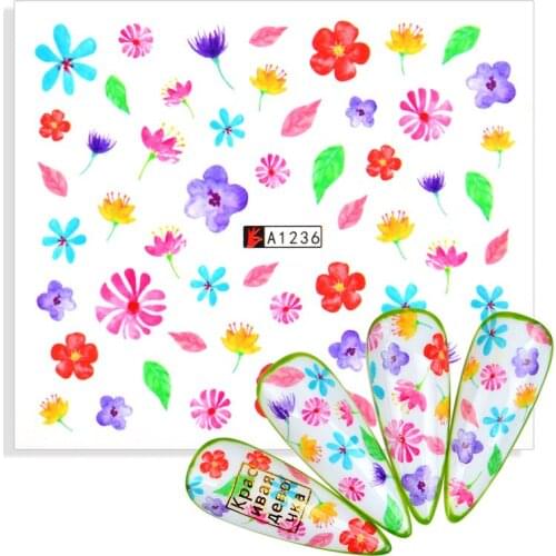 The New Water Transfer Nail Decal Flower Leaf Slider Stickers for Nails Small Fresh Styles Nail Accessories DIY Manicure Sticker
