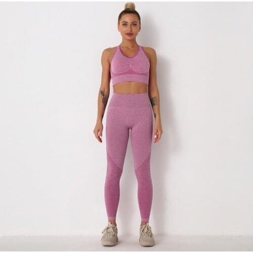 2021 Net Red New Seamless Knitted Sexy Sports Vest Peach Hip Trousers Yoga Wear Fitness Ladies Yoga Suit