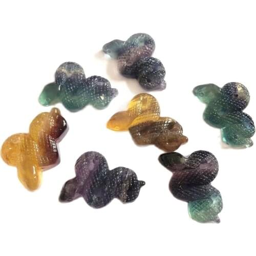 New Folk Crafts carved animals colorful fluorite snake crystals healing stones for decoration