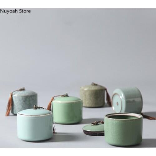 Portable Tea Cans Household Ceramic Sealed Cans Travel Tea Storage Boxes Coffee Table Storage Decorations Living Room Decoration