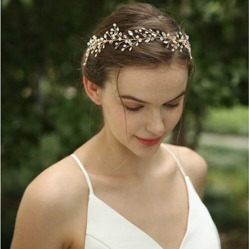 SLBRIDAL Handmade Opal Crystals Rhinestones Pearls Wedding Hair accessories Hair Vine Bridal Headband Bridesmaids Women Jewelry