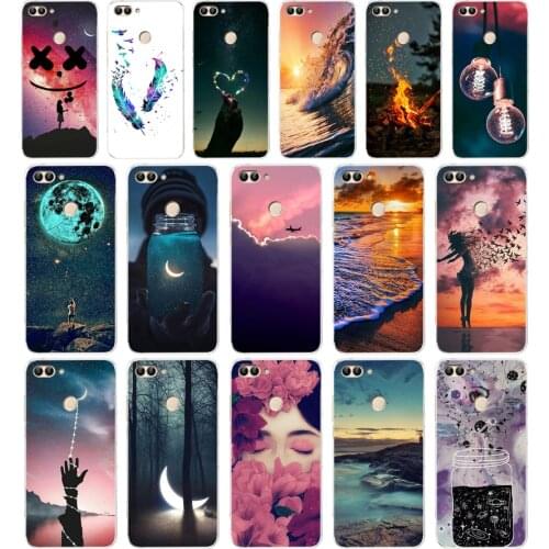 R Huawei P Smart Case TPU Soft Silicone Transparent Back Cover Phone Case Huawei P Smart Cover FIG-LX1 Enjoy 7S Case