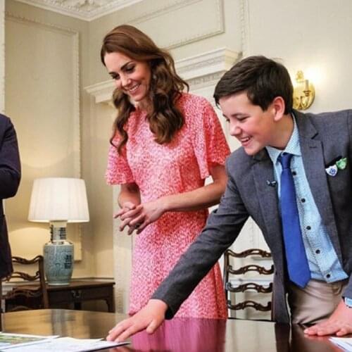 Kate Middleton Plus Size High Quality New Fashion Elegant Office Lady Casual Red Printing Chiffon Dress