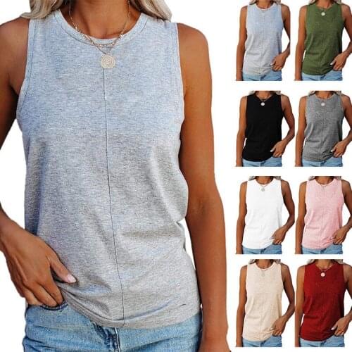 Woman Tshirts 2021 Summer New Sleeveless Pure Color Lady T-shirt Harajuku T Shirt Women OMN20211