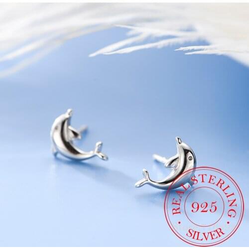 925 Sterling Silver Animals Dolphin Stud Earrings For Women Grils Wedding Gift Female pendientes mujer moda