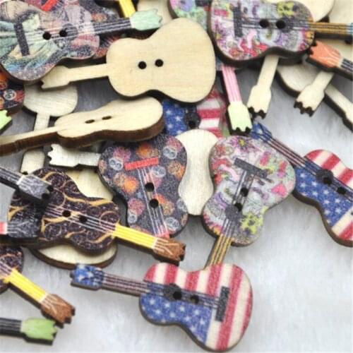 10/50/100pcs Violin Kids Sewing Wood Buttons 36*18mm Sewing Craft Mix WB230