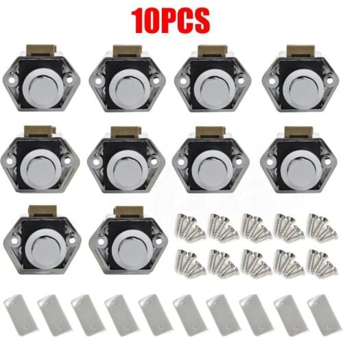 10pcs Diameter 20mm Camper Car Push Lock Camping Car RV Caravan Boat Cabinet Drawer Latch Button Locks For Furniture Hardware