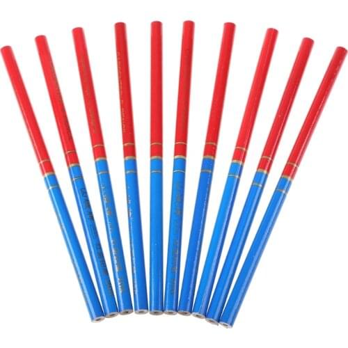 10Pcs/Set Blue And Red Wire Round Carpenters Pencils For Woodworking Core Marker