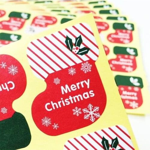 180pcs /lot New Vintage Merry Christmas Socks series Kraft seal sticker DIY note gift Labels