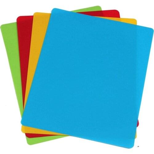 4Pcs/Set Extra Thick Flexible Non-Slip Rectangle Plastic Cutting Mats Food Cutting Board Cutting Kitchen Tools