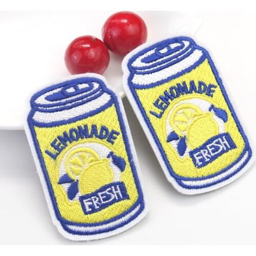 5PC Fresh Lemonade Drinks Appliques Iron on Clothe Jeans Backpack Repair Embroidery Patch Handmade Sewing Apparel Badge Stickers
