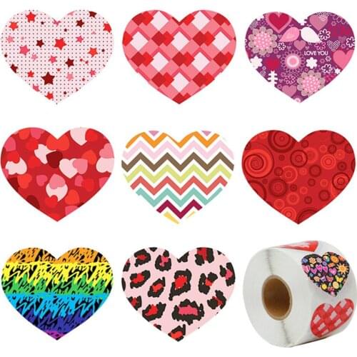 500pcs/roll Heart Shaped Sticker Labels Love Heart Stickers Valentines Stickers for Package, Wedding Decoration, Stationery