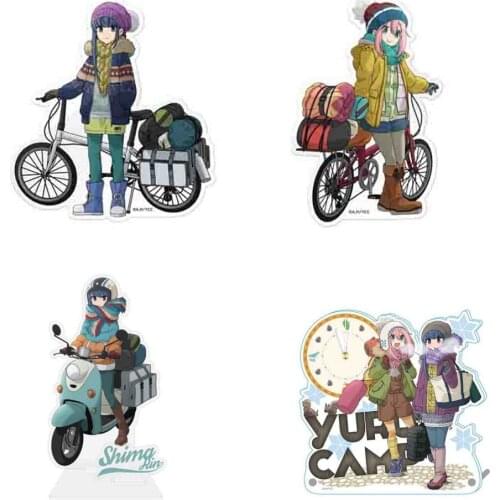 Anime Laid Back Camp Acrylic Shima Rin Kagamihara Nadeshiko Stand Figure Model Plate Display Desk Decor Cosplay Bicycle Series