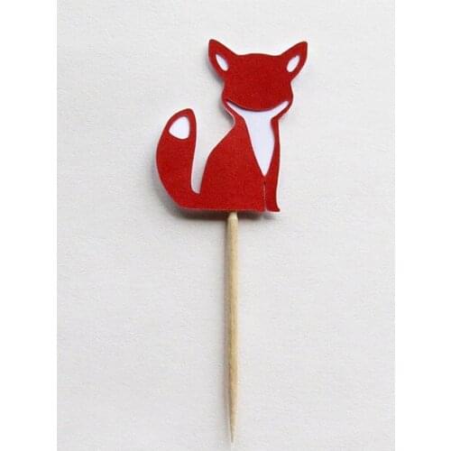 Glittered Fox Cupcake Toppers Woodland Forest Animal Birthday wedding cake topper food picks Party Bachelorette Decor