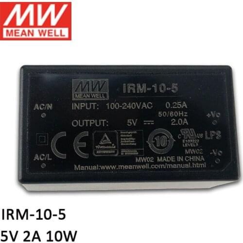 MEAN WELL IRM-10-5 10W PCB-mount assemble Encapsulated Power Module 110V/220V AC to 5V DC 2A 10W Module type Power Supply