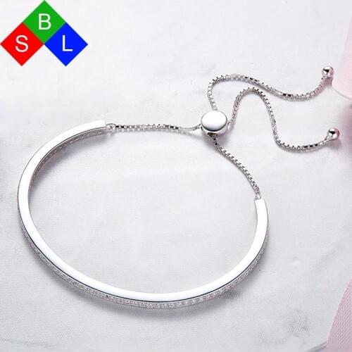 Red Trees Brand Fashion Beautiful Adjustable Length 925 Sterling Silver Cuff Bracelet For Women With AAA Cubic Zirconia