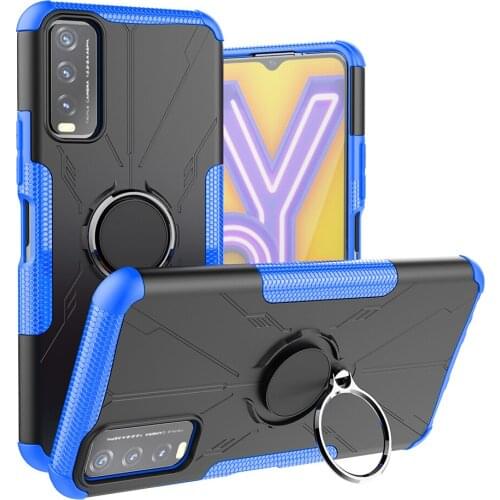 Vivo Y20 Shockproof Soft TPU With Hard PC Ring Holder Armor Back Cover For Vivo Y20S Y20i Y20A Y11S Y12S Y30 Y20G 2021 Case