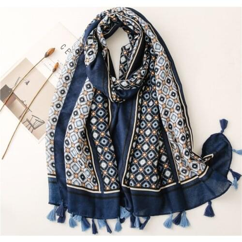 Vintage Long Scarf For Women Small Floral Printed Ladies Hijab Patckwork Shawls and Wraps Scarf Soft Pashmina Bandana Foulard