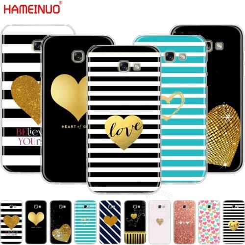 HAMEINUO gold heart love cell phone case cover for Samsung Galaxy A3 A310 A5 A510 A7 A8 A9 2016 2017 2018