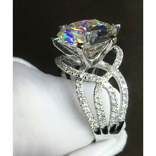 Huitan Elegant Women Eternity Ring Gorgeous Wedding Bands Accessories Dazzling White CZ Fashion Rings Female Jewelry Wholesale