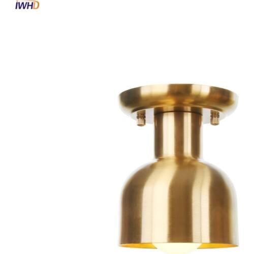 IWHD Plafondlamp LED Ceiling Light Fixtures Porch Balcony Gold Copper Antique Vintage Ceiling Lamps Plafon Luminaria De Techo