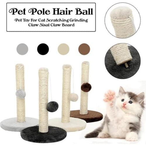 Cat Climbing Frame Scratching Post With Hair Ball Cats Grinding Claw Sisal Pole Board Pet Toy Supplies Kitten Jumping Platform