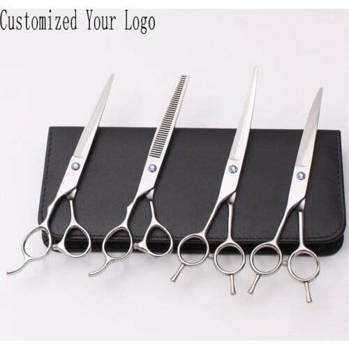 Left-Hand 7" C3006 JP Customized Logo Dogs Curved Scissors Cats Grooming Scissors Cutting Scissors Thinning Shears Pets Scissors