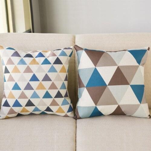 Hot sell Cushion Cover Plaid Geometric Color New Linen Pillowcase for car Home Decorative pillowcase 340-0019