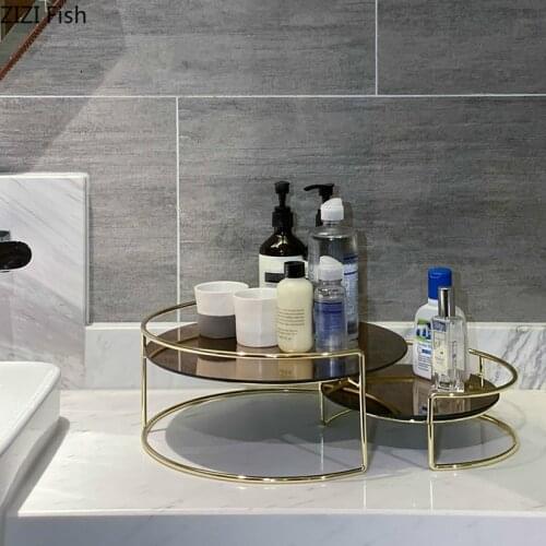 Nordic Bathroom metal storage tray storage rack Jewelry cosmetic tray Desktop Shelf Decoration bathroom supplies storage tools