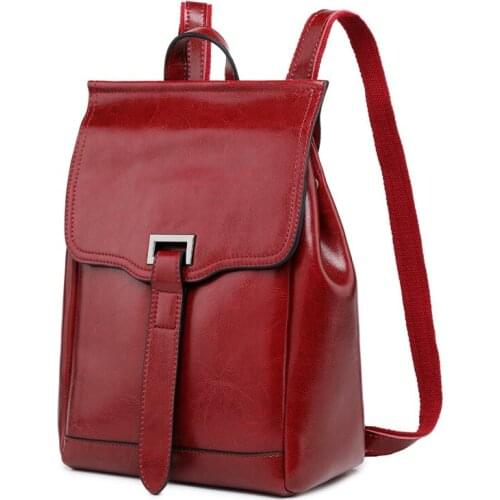 Fashion Backpack Small Laptop Backbag Genuine Leather Travel Women Backpacks College Student Book School Bags For Teenage Girls