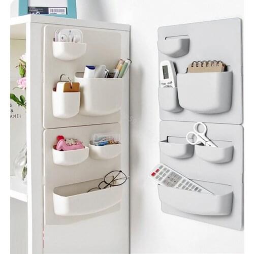 Wall Hanging Organizer Home Office Self Adhesive Storage Kitchen Bathroom Wall Mounted Storage Rack Keys Pencils Pocket Holder